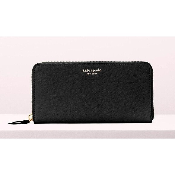 New Kate Spade Cameron Large Continental Wallet Saffiano Leather Black - Picture 1 of 7